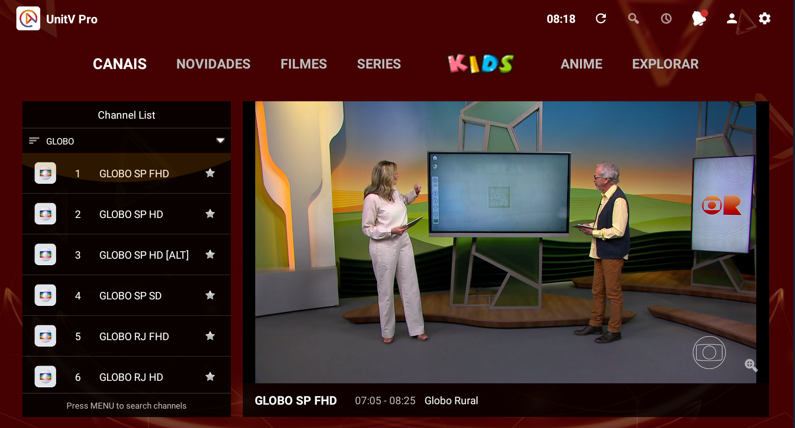 Captura de UniTV Pro
